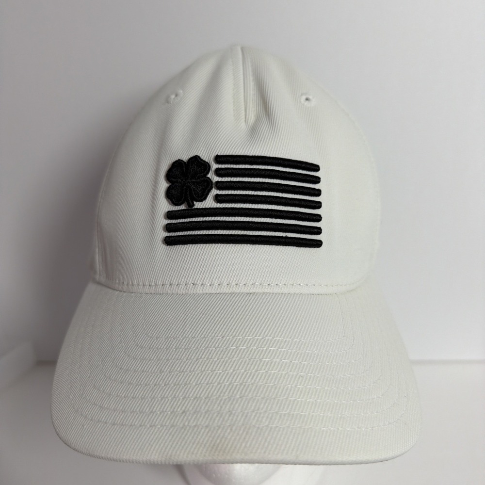 White USA Flag Black Clover One Size SnapBack Hat Cap Embroidered Logo FlexFit